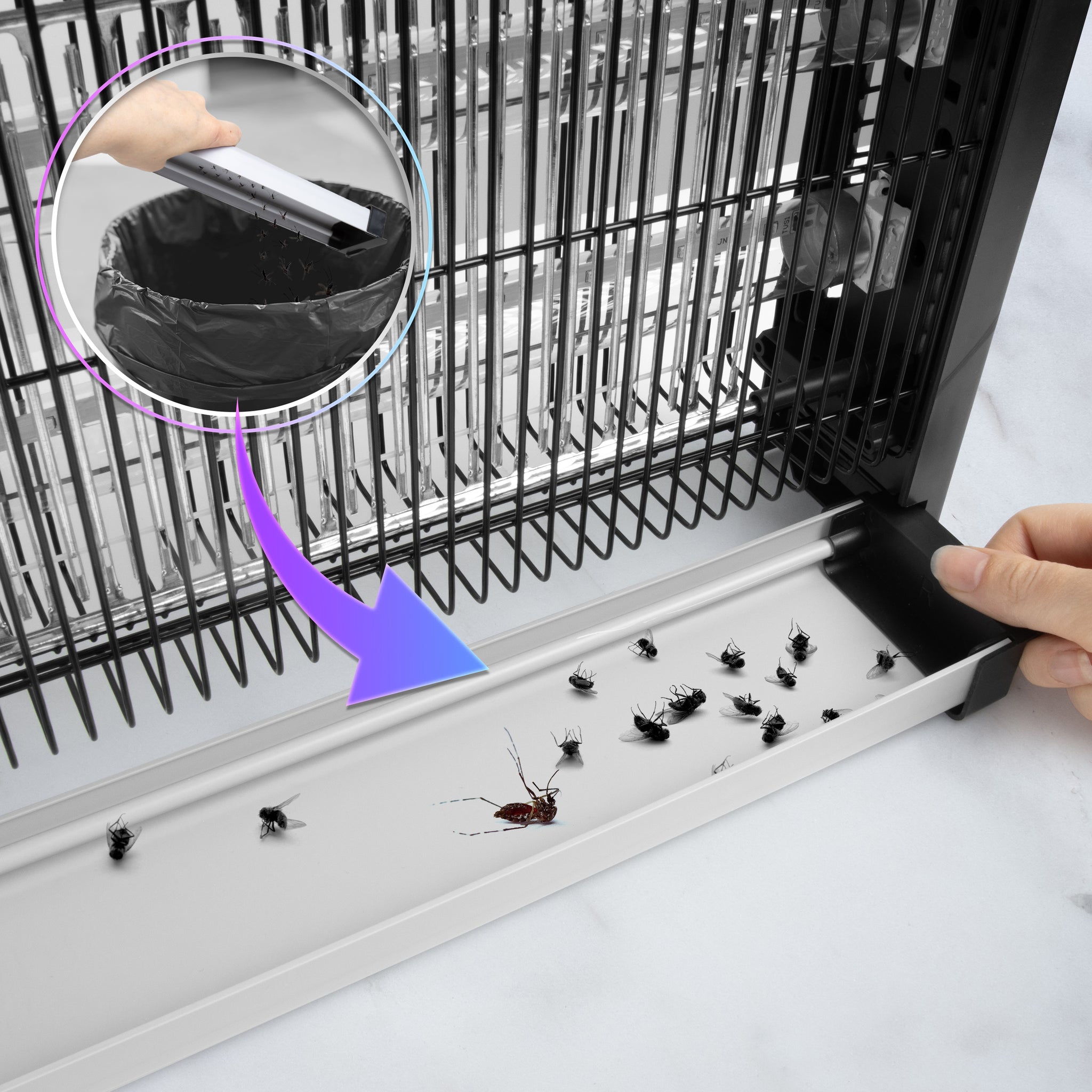 Duronic FK2X4 Electric Fly Killer, Dual Wavelength UV Bug Zapper with Removable Tray and Hanging Chain, Energy Efficient 8W Indoor Insect Trap for Kitchen and Home