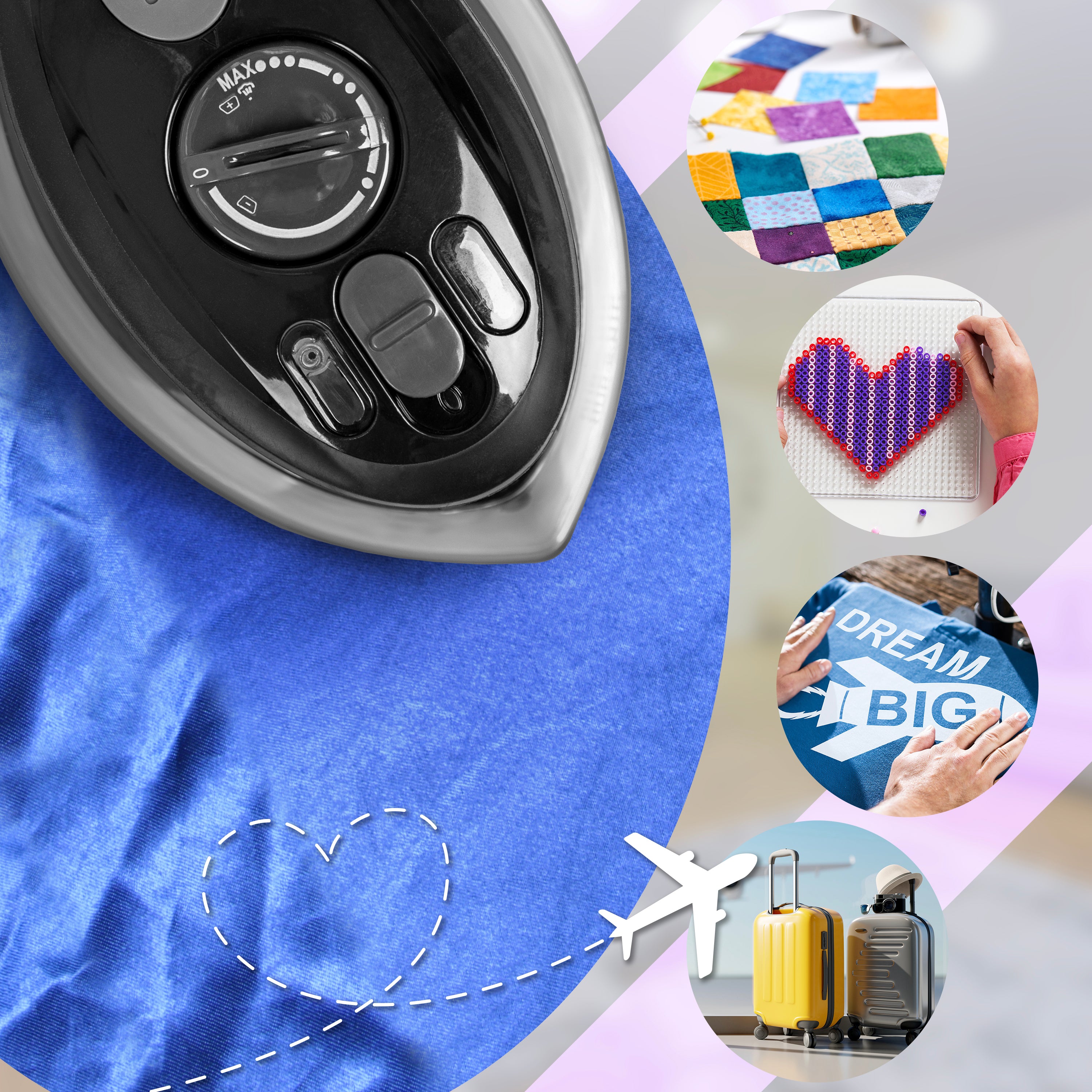 Duronic Travel Iron SI3 BK 400W Mini Irons with Dual Voltage, Variable Temperature & Auto Shut Off Portable 35ml Black Steam Iron for Holiday Quilting Crafts Compact Design for Travelling