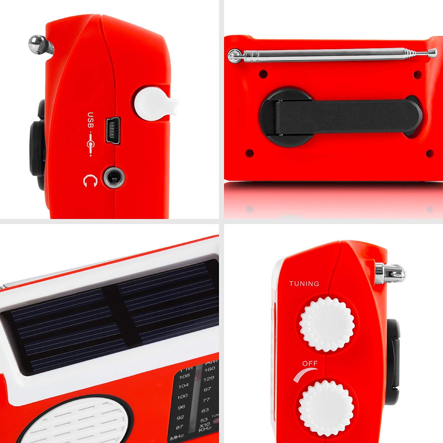 Duronic Solar Radio, HYBRID, Wind Up Manual Hand Crank Self-Powered Emergency Dynamo AM/FM Radio, USB Phone Charger, Small & Portable with Rechargeable Battery for Outdoor Weather Camping, Hiking