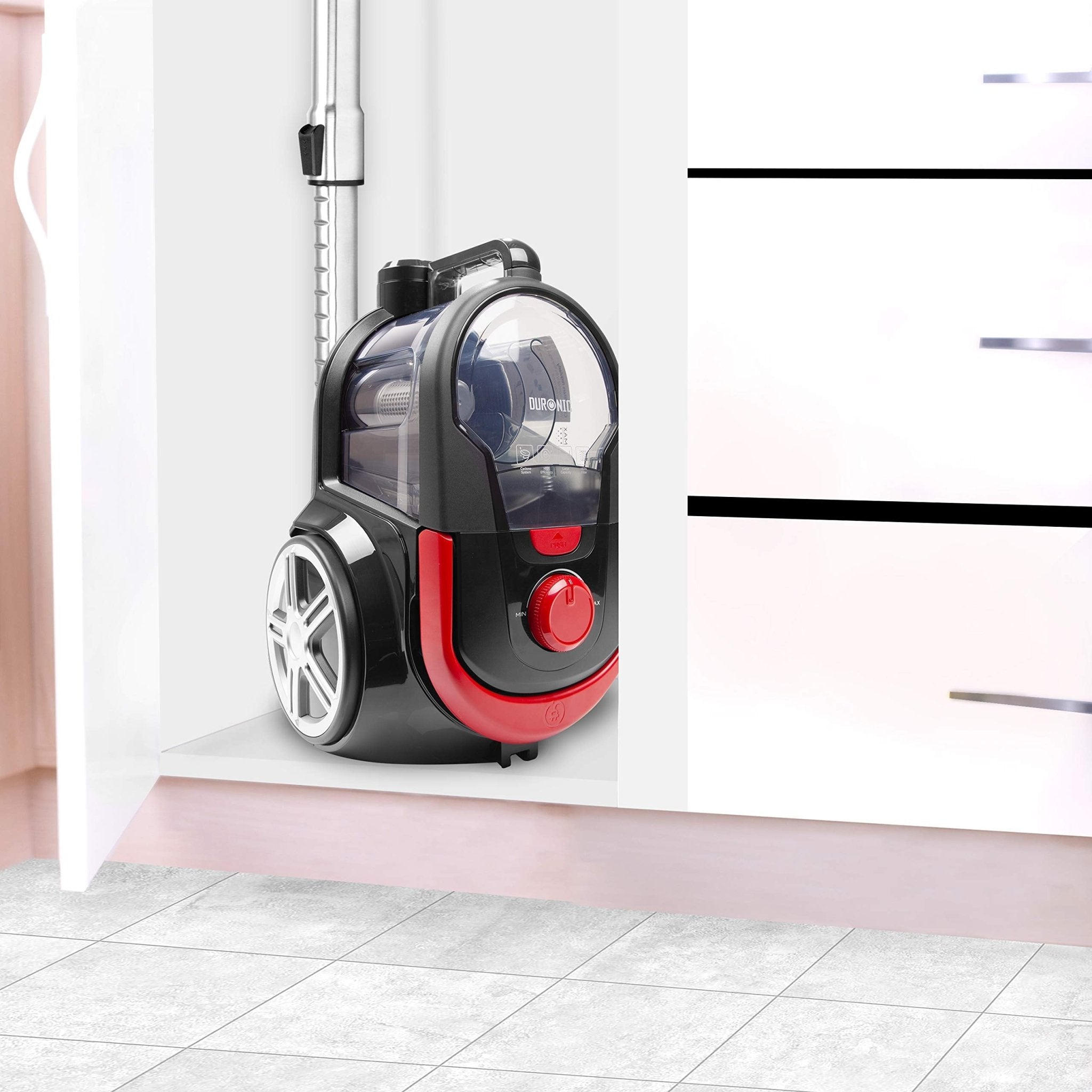 Duronic Bagless Vacuum Cleaners VC7020 Lightweight 800W Cylinder Vacuums with HEPA Filter 2.5L Carpet Cleaner with Crevice Tool, Floor & Turbo Brush Cleaners for Carpet Hard Floor Pet Hair Allergies