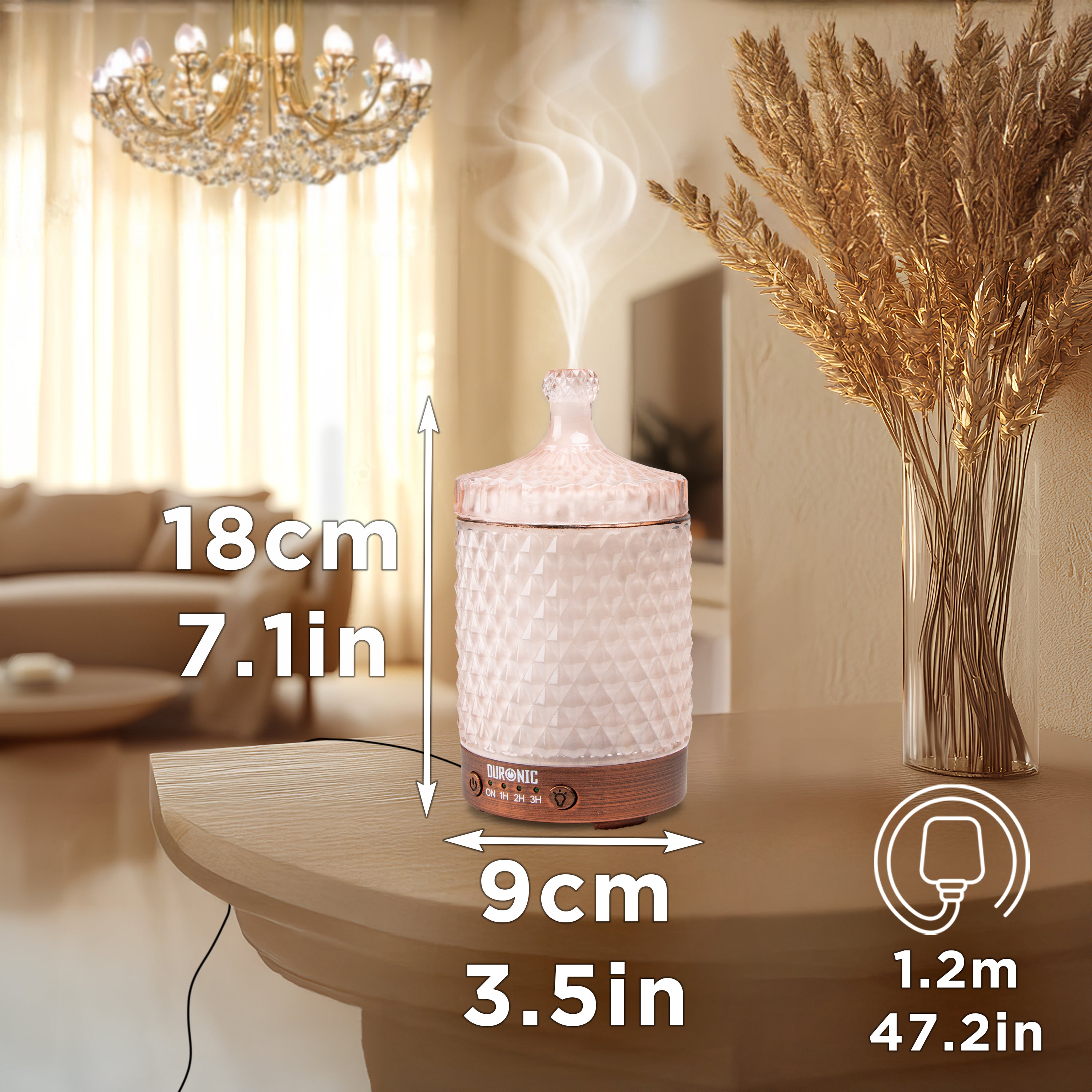 Duronic Aromatherapy Diffuser product and cord dimension