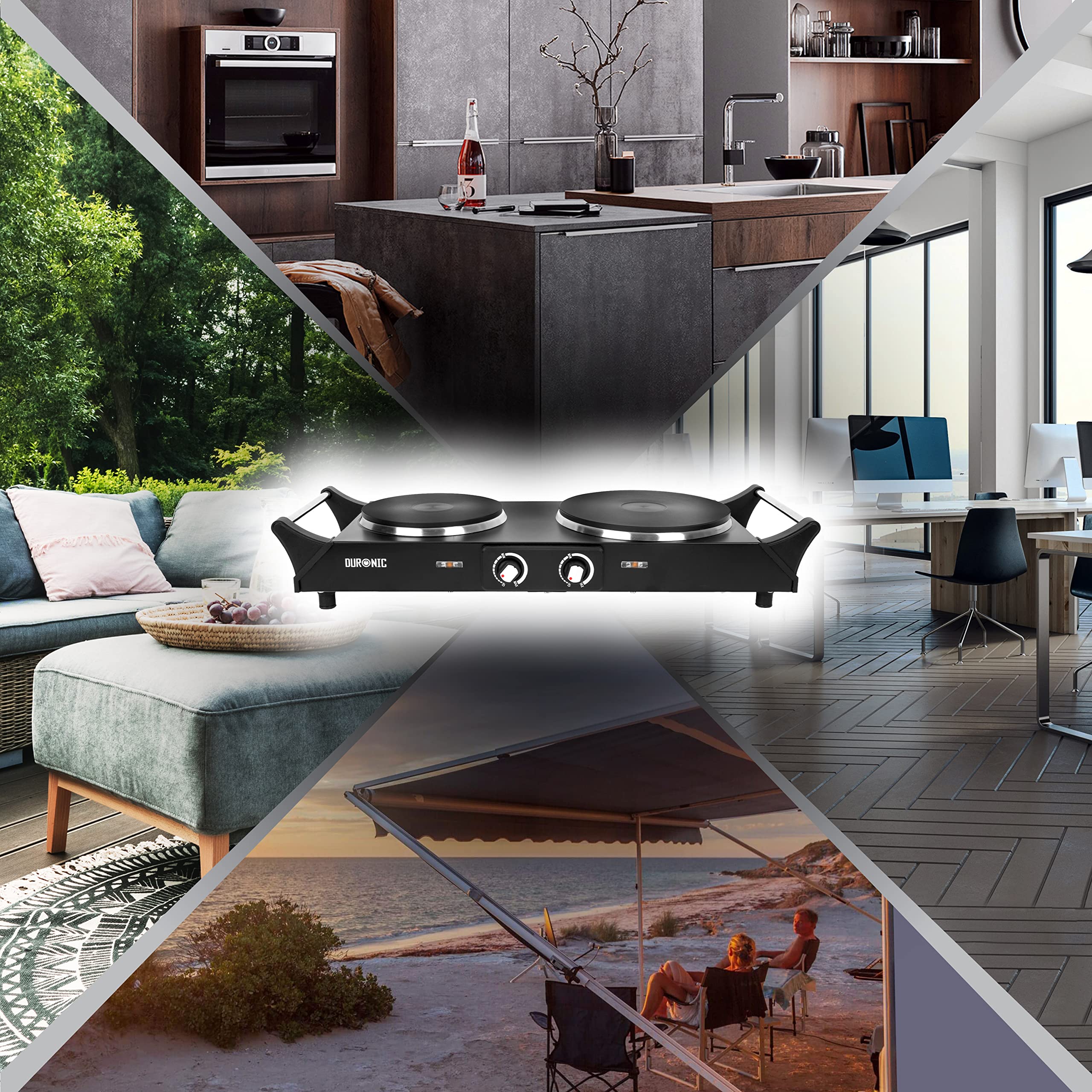 Duronic HP2 BK hot plate grill suitable for all environments to cook grill bake