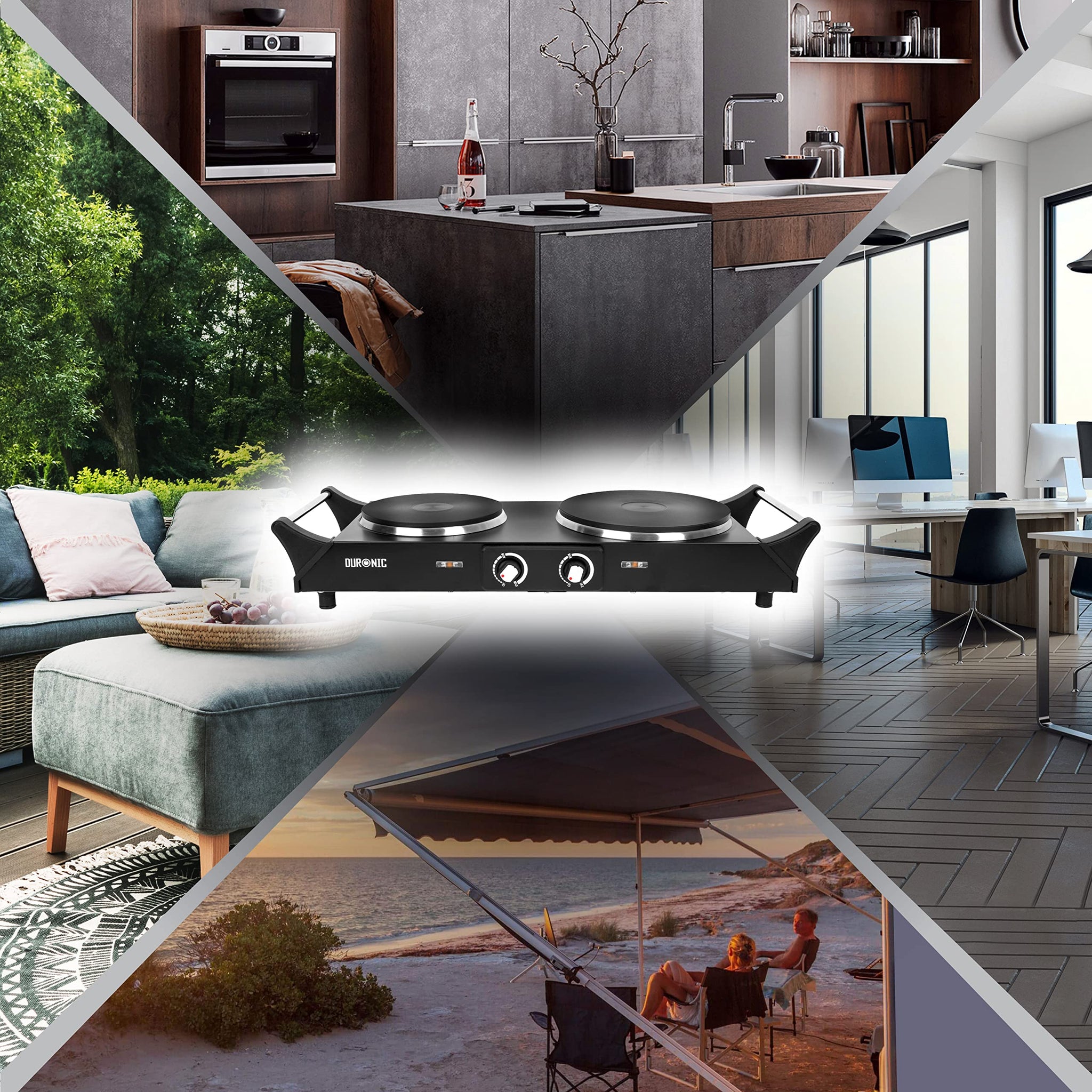 Duronic HP2 BK hot plate grill suitable for all environments to cook grill bake