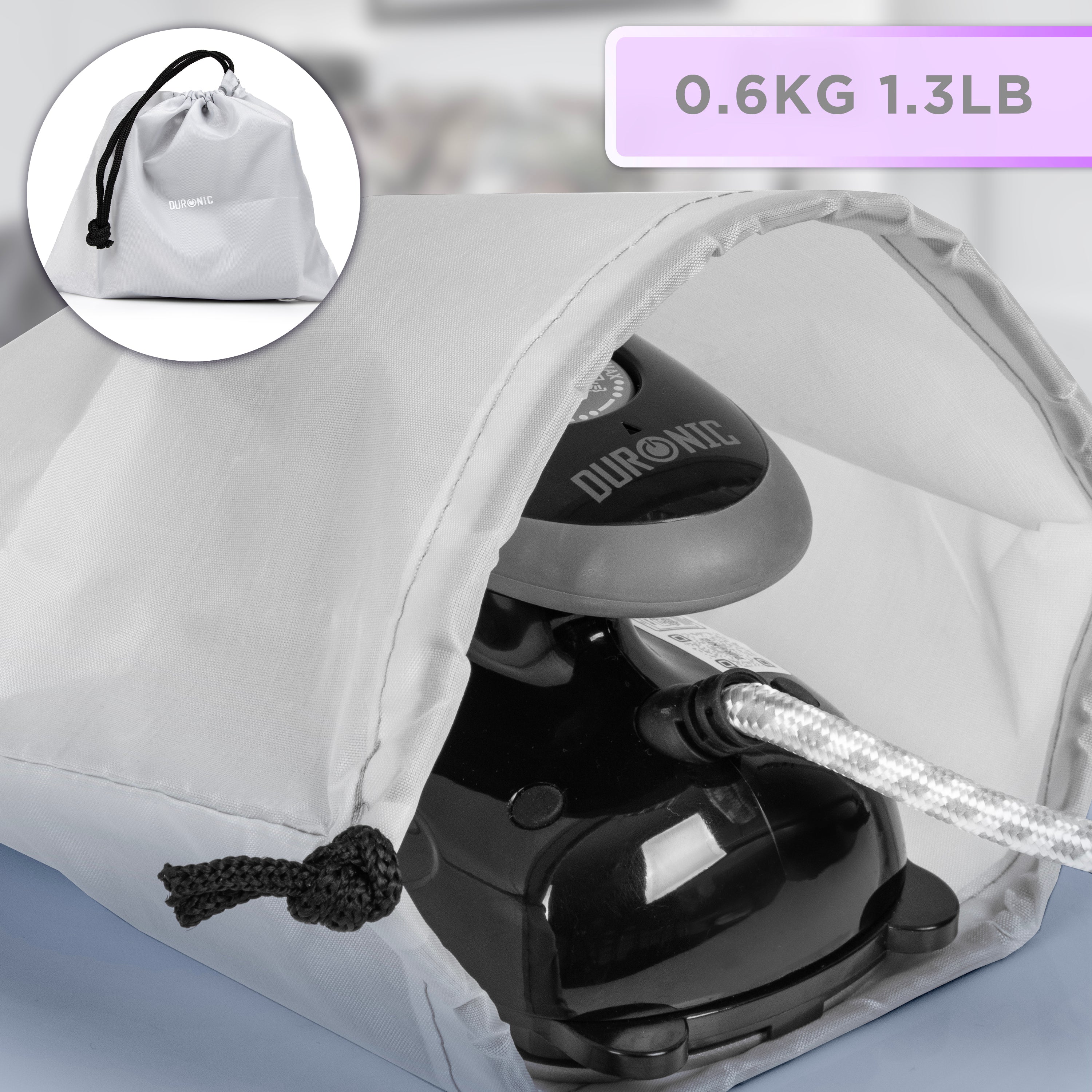 Duronic SI2 BK black garment steamer with travel bag for holidays portability