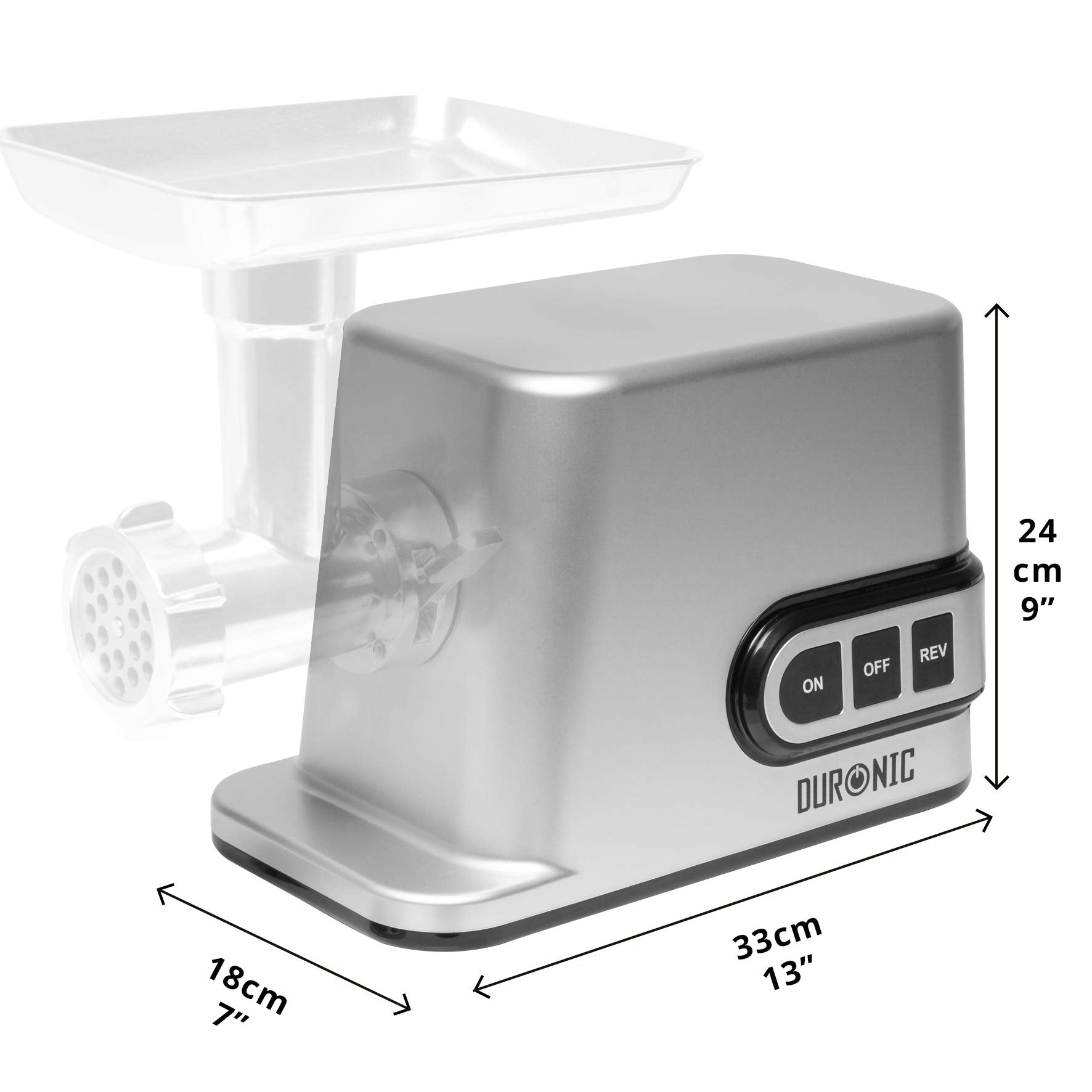 Duronic Meat Grinder MG301, Electric Meat Mincer Machine, Sausage Maker and Kibbeh Maker, Grinder Mixer for Food, Meat, Fish, Vegetables, Kebabs at Home, Stainless Steel Plates