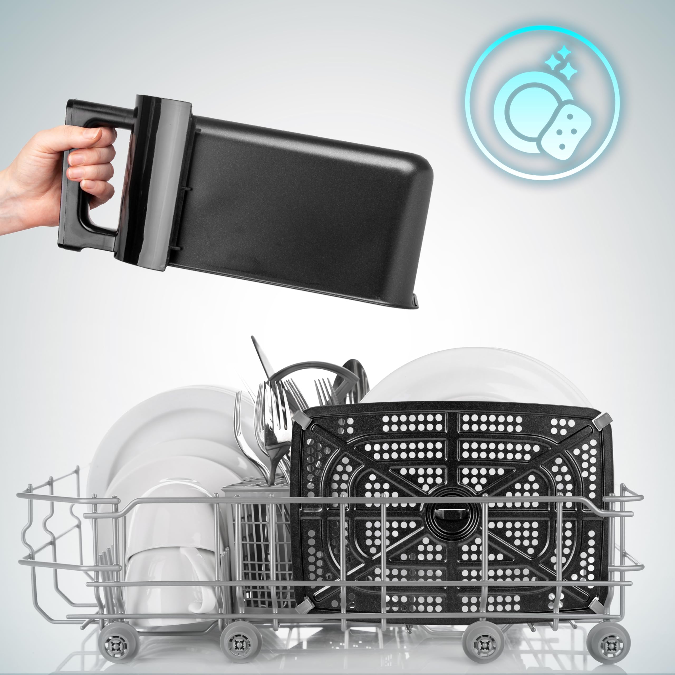 (LARGE DRAWER ONLY) Duronic Large Drawer AFD1 BK | 2024 VERSION ONWARDS | 10L Drawer Specifically for the Duronic AF24 Air Fryer, One Big Sync Cook Cooking Tray for Dual Zone Air Fryer