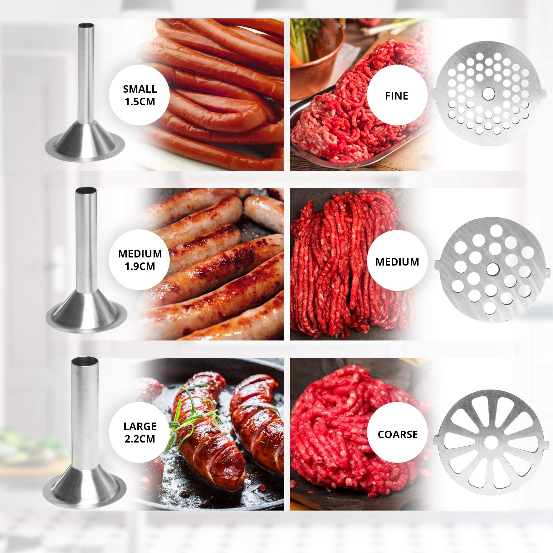 Duronic Meat Grinder MG301, Electric Meat Mincer Machine, Sausage Maker and Kibbeh Maker, Grinder Mixer for Food, Meat, Fish, Vegetables, Kebabs at Home, Stainless Steel Plates