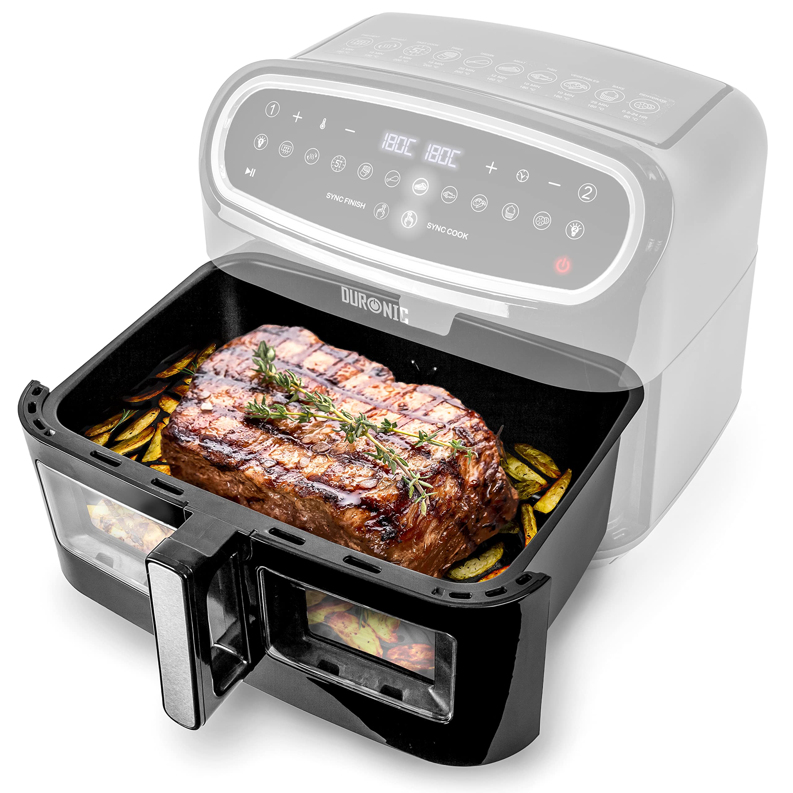 (LARGE DRAWER ONLY) Duronic Large Drawer AFD1 BK | 2024 VERSION ONWARDS | 10L Drawer Specifically for the Duronic AF24 Air Fryer, One Big Sync Cook Cooking Tray for Dual Zone Air Fryer