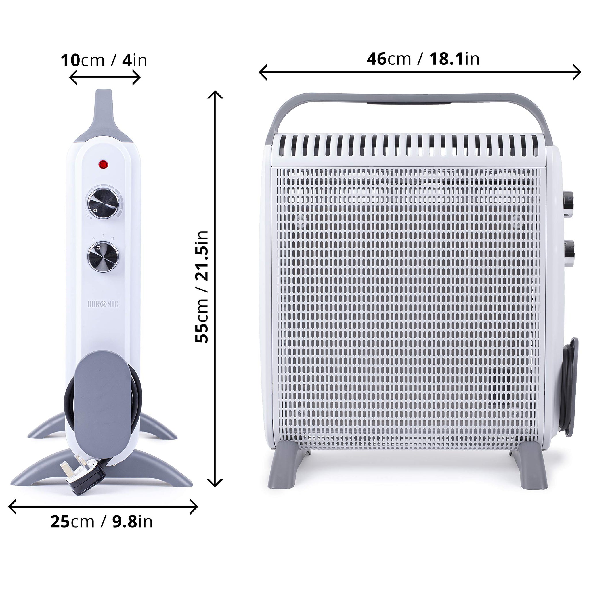 Duronic Electric Heater HV180 WE Oil Free Convection Heaters, Micathermic Panel Heaters, Portable Radiator with Mica Panels Convector Radiators for Heating Up Homes, Bedrooms, Offices & Garage Spaces