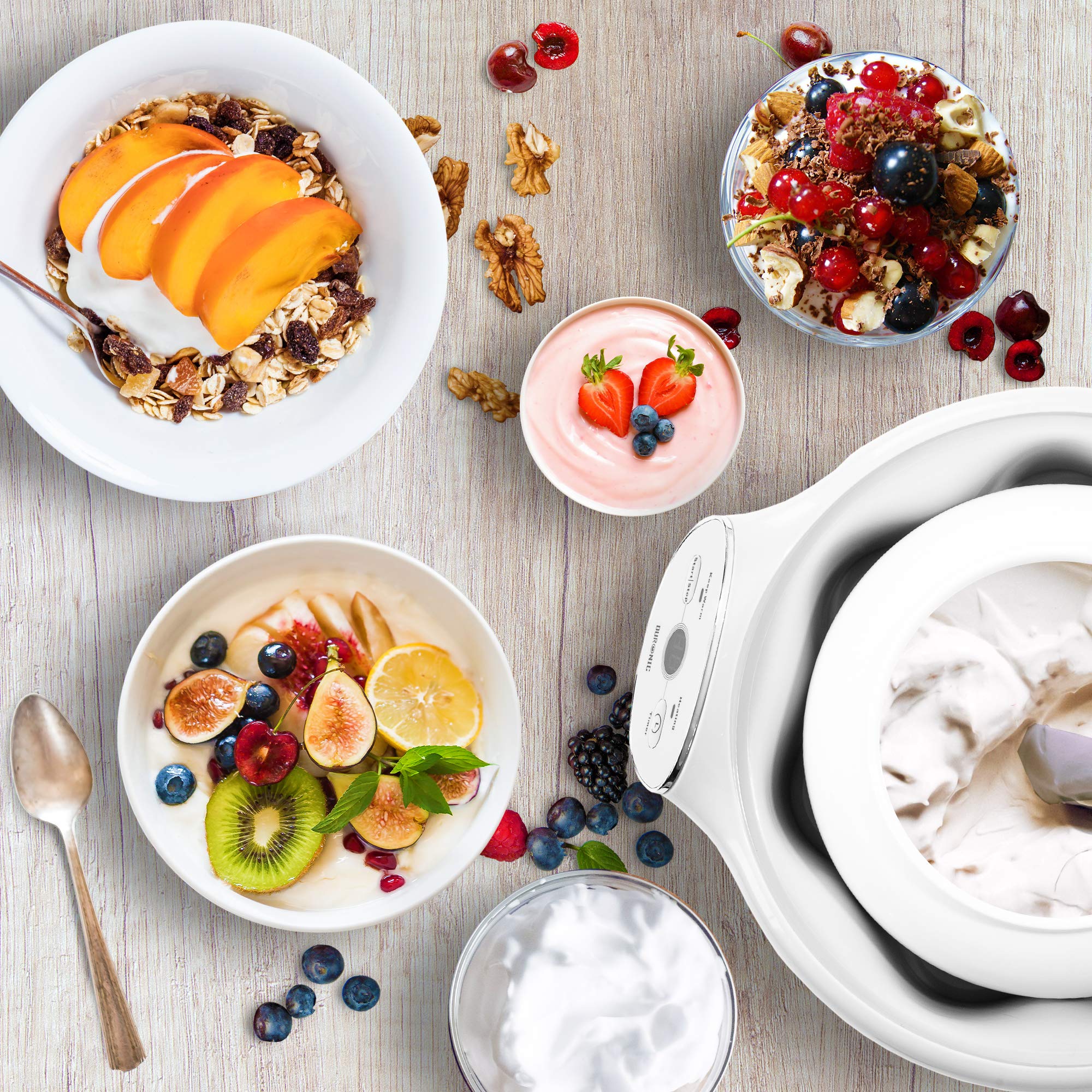 Duronic Yoghurt Makers YM1 Electric Yogurt Maker with Large 1.5L Ceramic Pot Digital Yogurt Making Machine for Homemade Natural Greek Yoghurt 20W Soft Cheese Maker for Healthy Breakfast Protein Snack