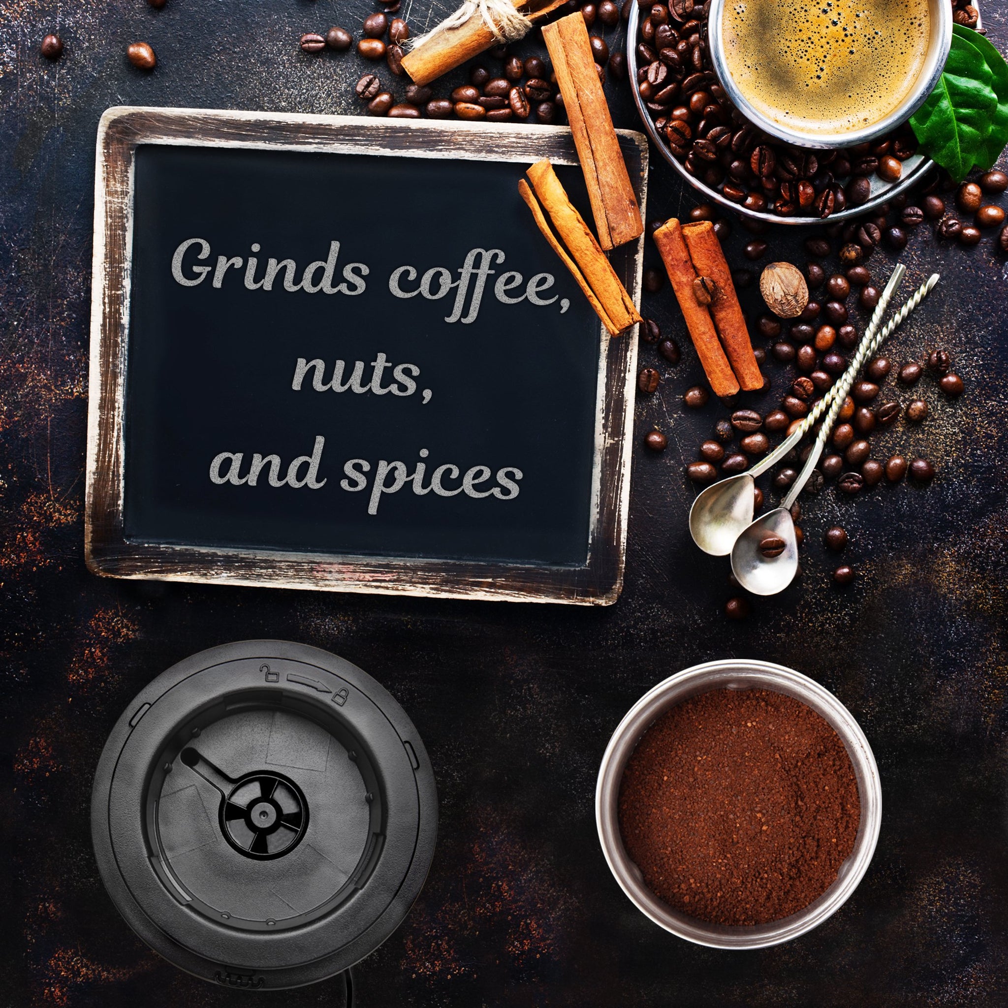 Duronic Electric Coffee Grinder CG250, Spice Grinder Machine, Stainless Steel Blades Grinders, Fast Dry Mini Removable Grinding Mill Pot for Coffee Beans, Nuts, Seeds, Spices, Flax, Black