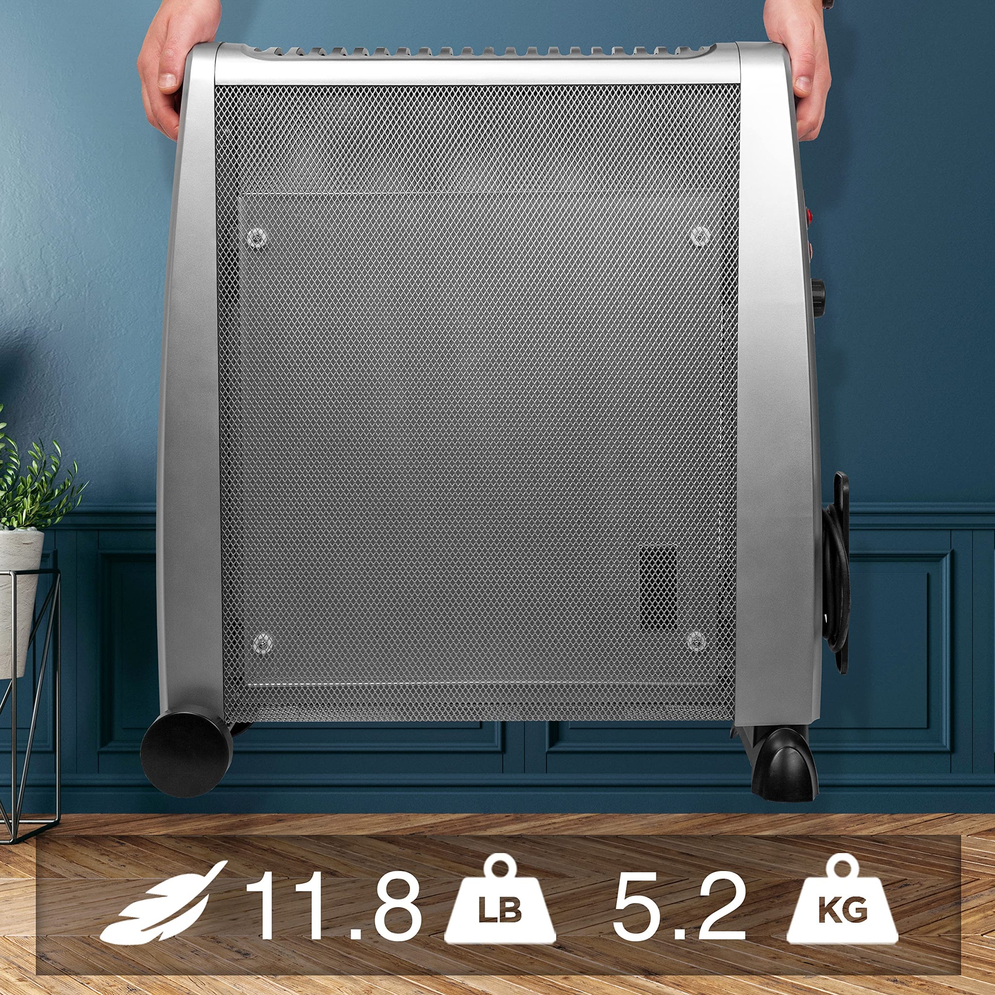 Duronic Electric Heaters HV101 SR Oil Free Convection Heater 2500W Micathermic Panel Heater Portable Mica Heater Electrical Heaters for Heating Up Homes, Bedrooms, Offices & Garage Spaces