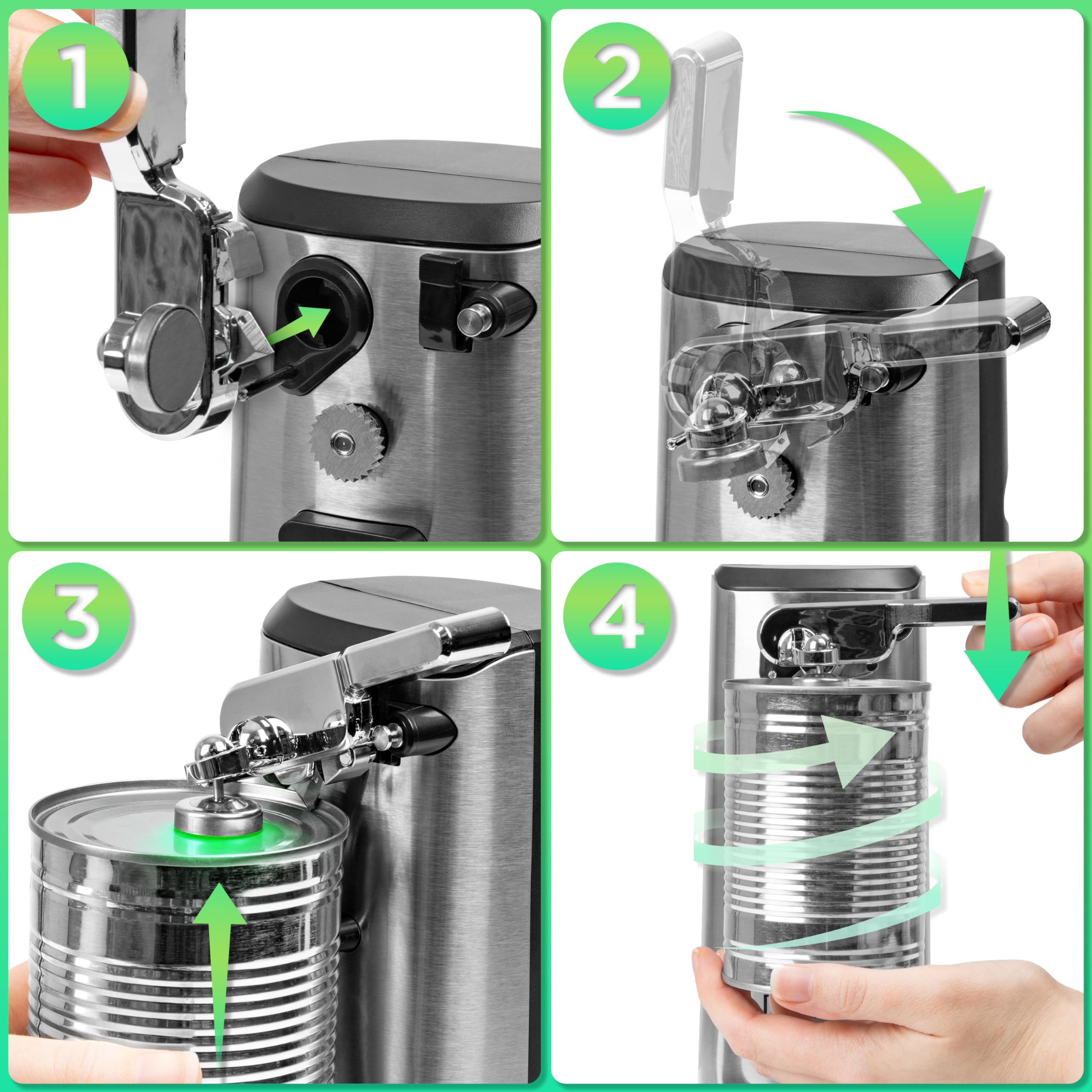 Duronic CO60 electric tin opener step-by-step method of opening cans for kitchen, arthritis, limited mobility, elderly