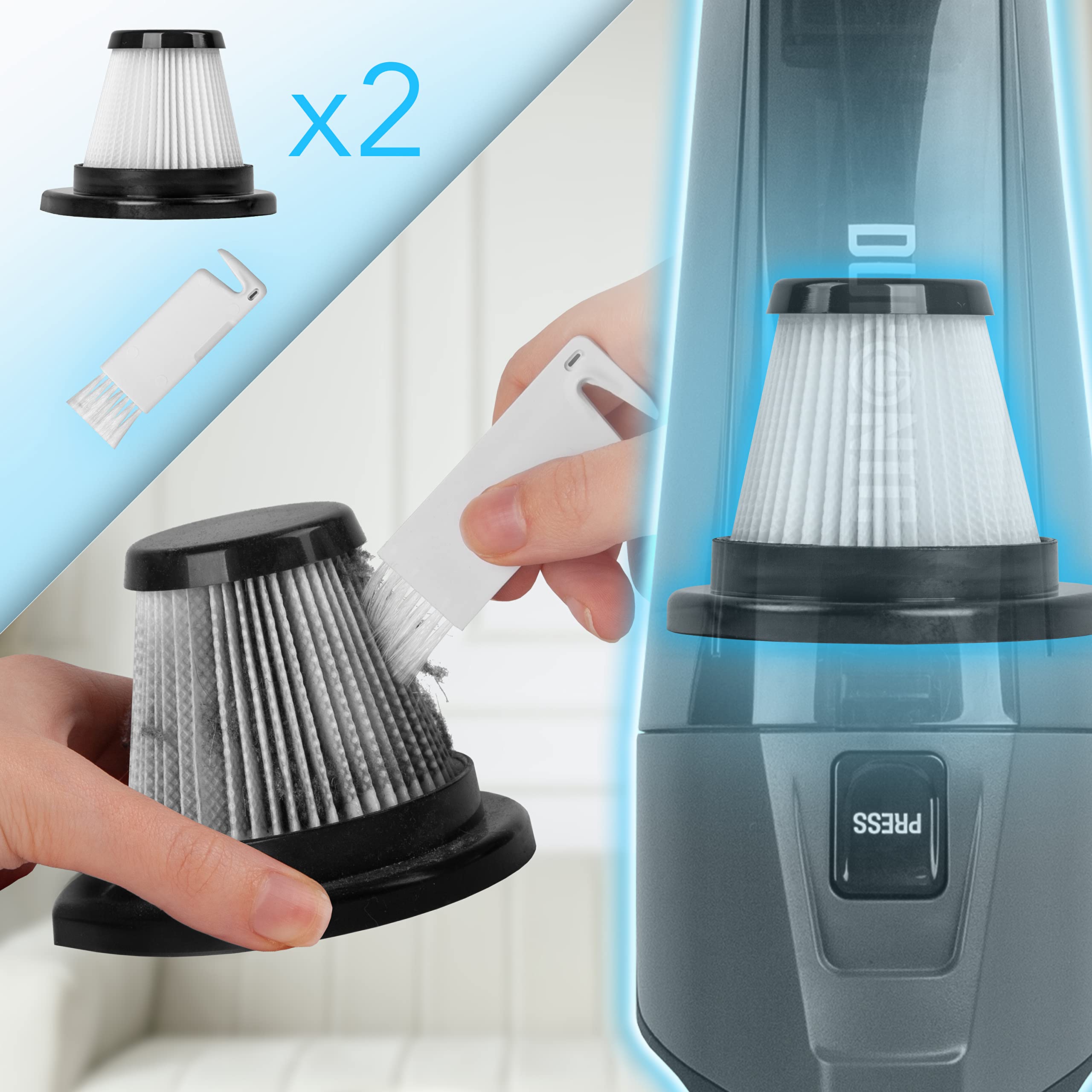 Duronic VC9 upright vacuum cleaner with 2 HEPA filters easy to clean