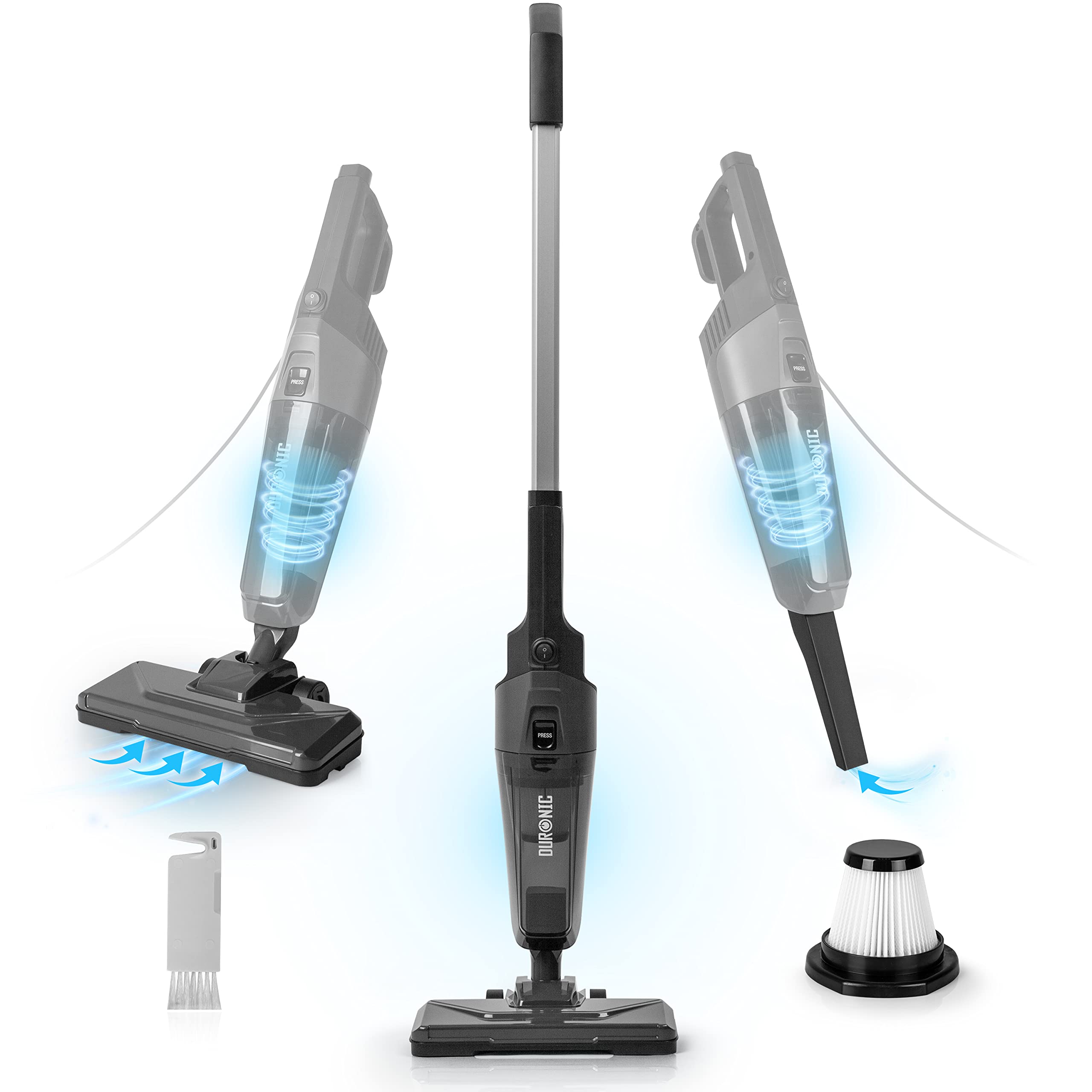 Duronic VC9 upright vacuum cleaner with HEPA filter for cleaning home, car, office