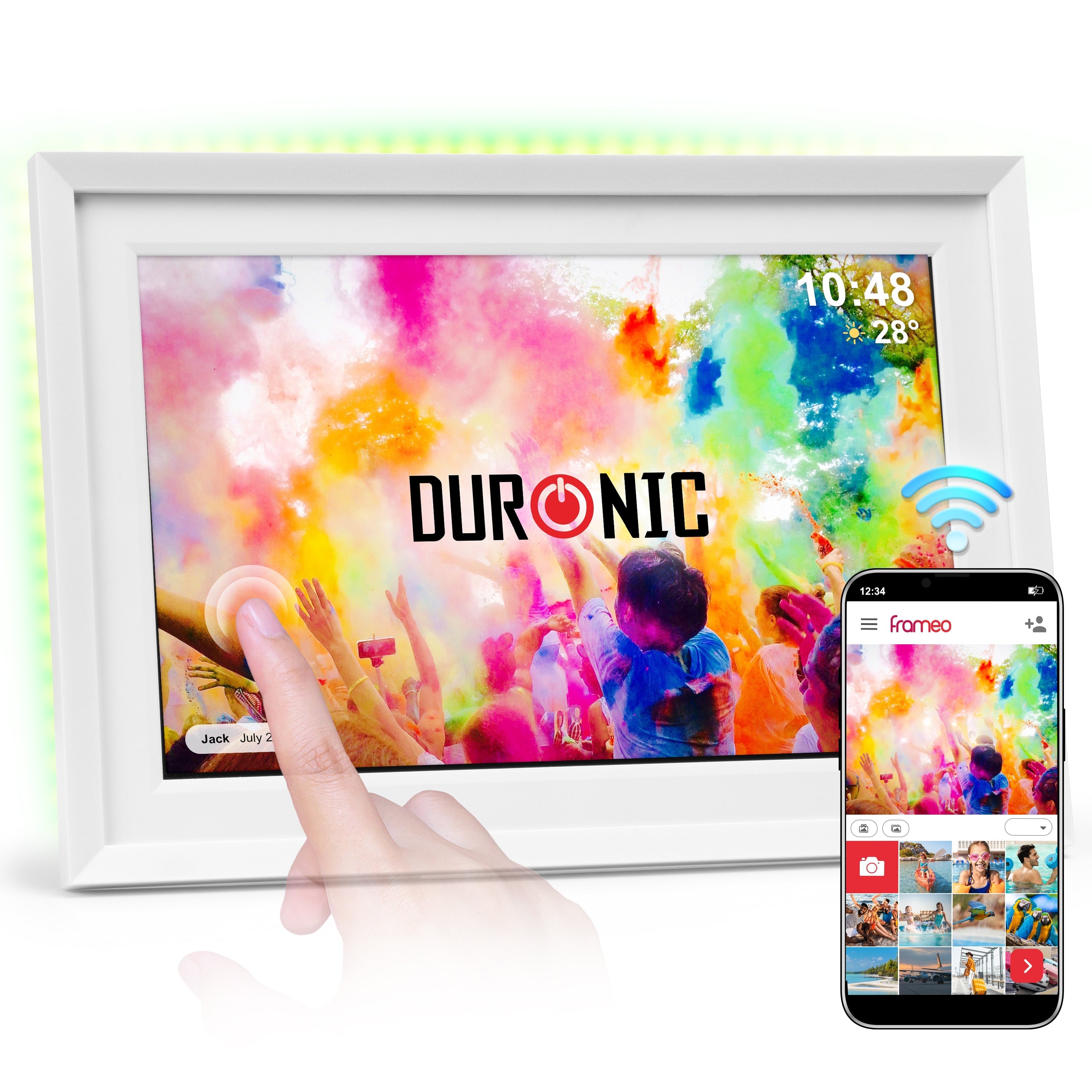 Duronic Digital Photo Frame WiFi Large Digital Picture Frame 10.1” Smart Touchscreen Photoframe with 32GB Storage Electronic Picture Frames Share Display Photos For Gifts Family Friends