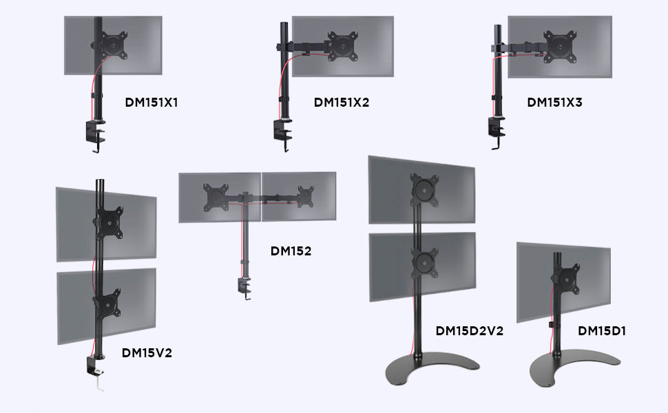 Desk mount monitor arm stand riser range