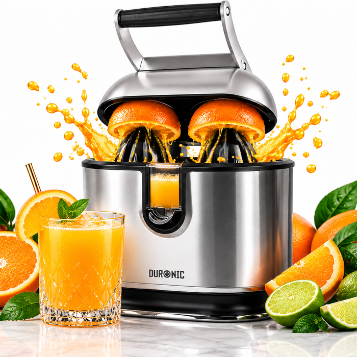 Duronic JE812 electric citrus juicer in use