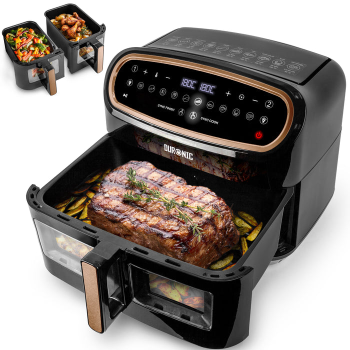 Twin Air Fryer, Large Air Fryer, Dual Air Fryer cooking food