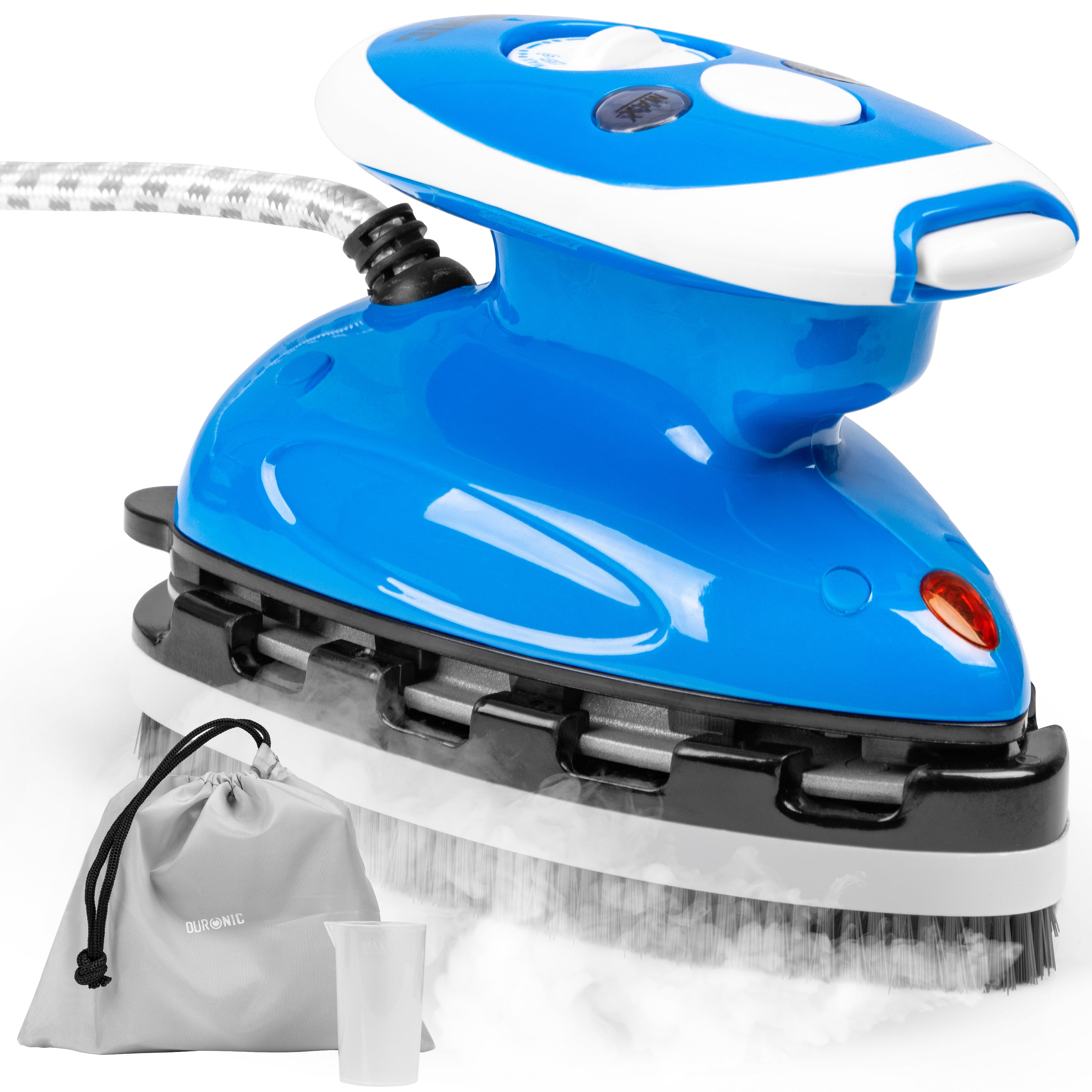 blue travel iron close up