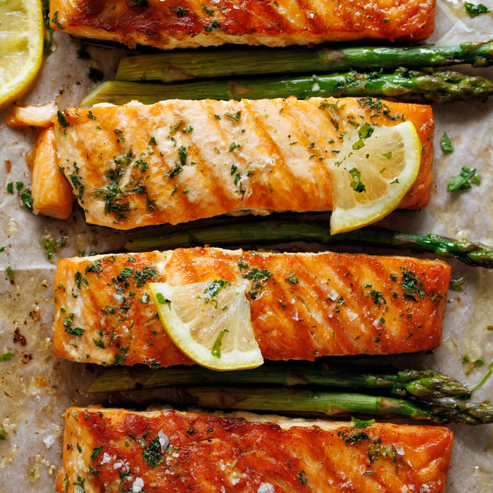 Salmon and asparagus using a dual air fryer