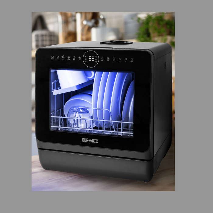 Duronic DW5 BK compact table top dishwasher for cleaning dishes, cutlery, glasses, fruit