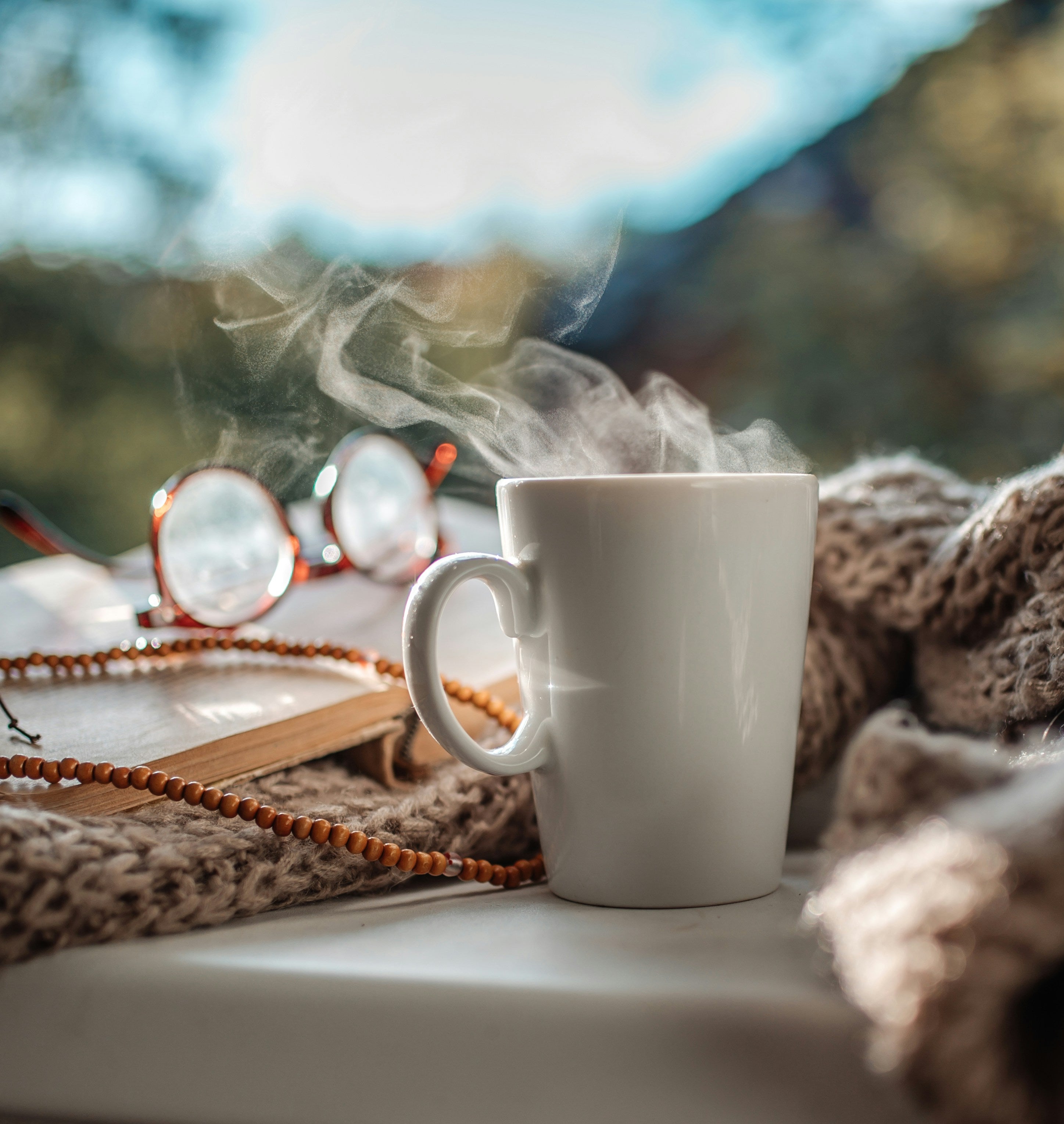 hot autumn drink with steam at the top milk frother drink coffee latte hot chocolate