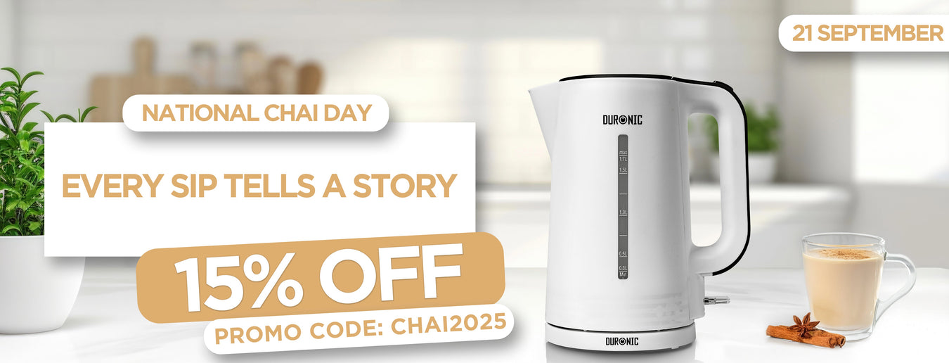 National Chai Day 2025 with Duronic EK17 WE electric kettle