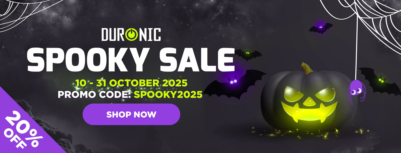 Spooky sale for Halloween featuring Duronic products