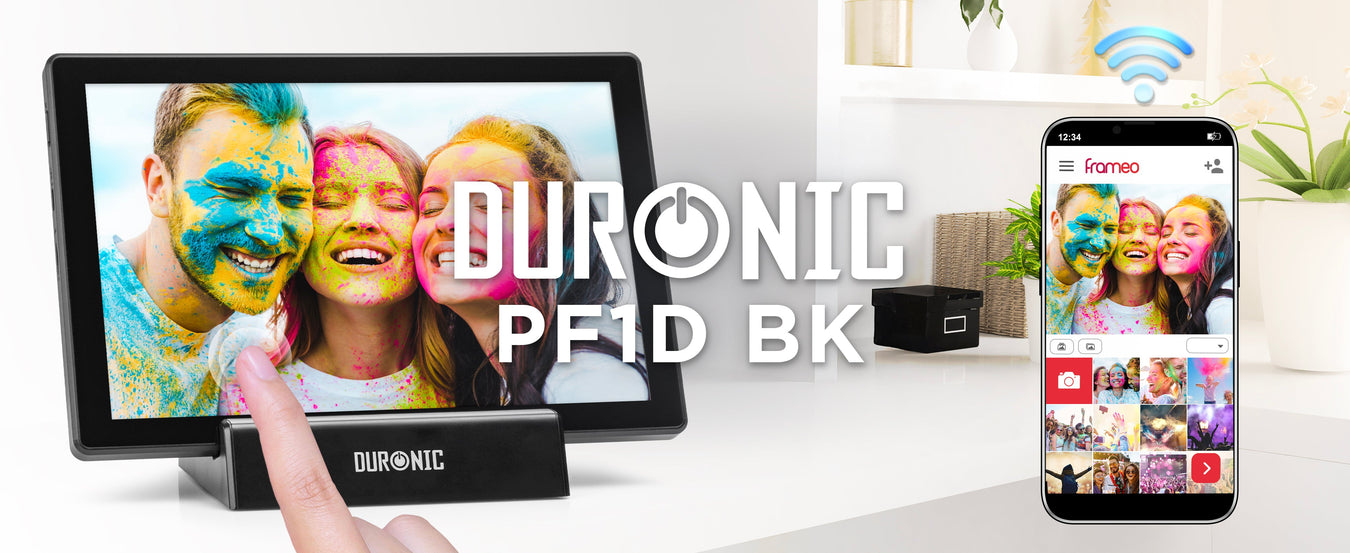 Duronic PF1D BK touchscreen digital picture frame for birthday, engagement, gifts, friends, family 