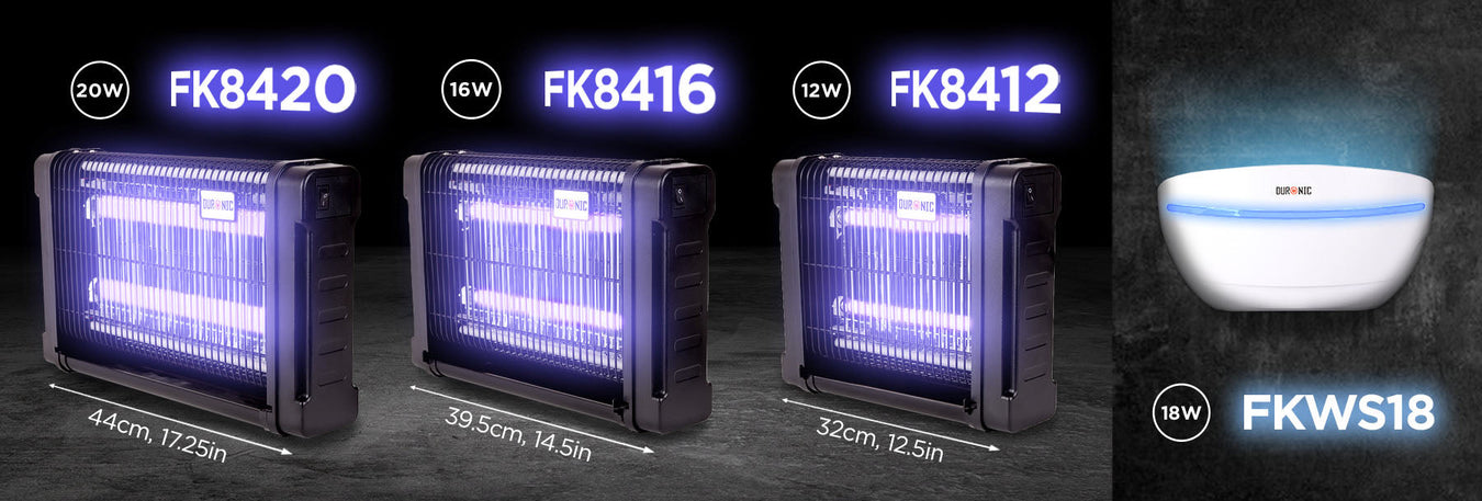 Range of Duronic fly killers for flies, gnats, mosquitoes