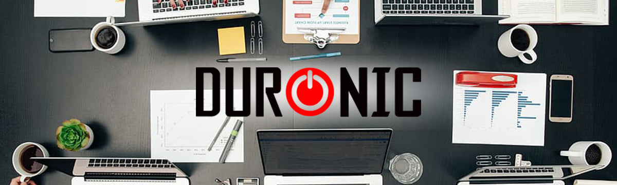 Various items shown including laptop, mobile phone to be cleaned using the Duronic screen cleaner