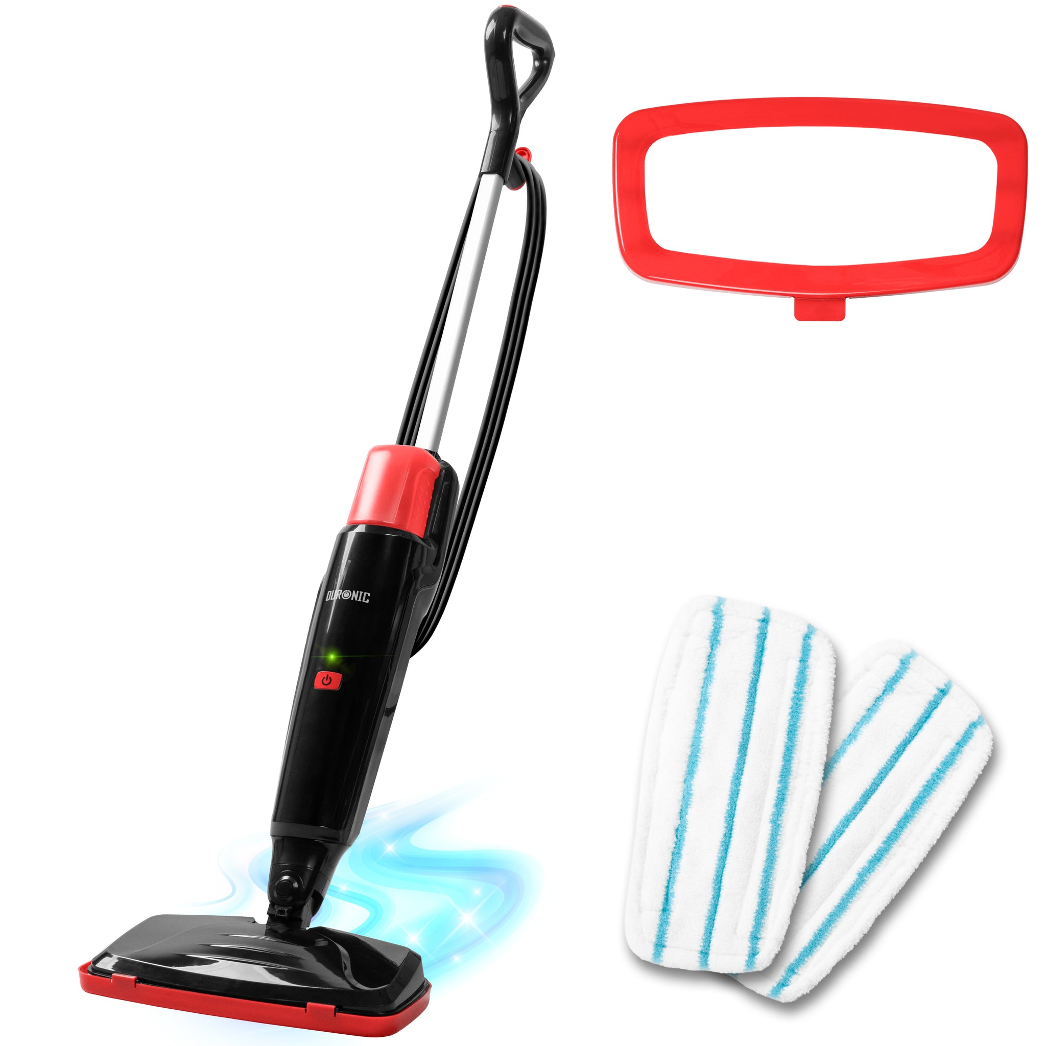 Duronic Electric Steam Mop STM15 BK 1500W Chemical Free Steamer Mops with 500ml Water Tank Automatic Upright Steam Cleaner Mop for Hard Floors Carpet Germ & Bacteria Removal Black