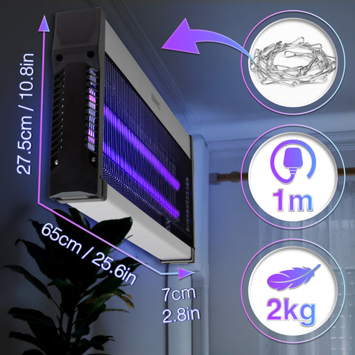 Duronic FK2X10 Electric Fly Killer, Dual Wavelength UV Bug Zapper with Removable Tray and Hanging Chain, Energy Efficient 16W Indoor Insect Trap for Kitchen and Home
