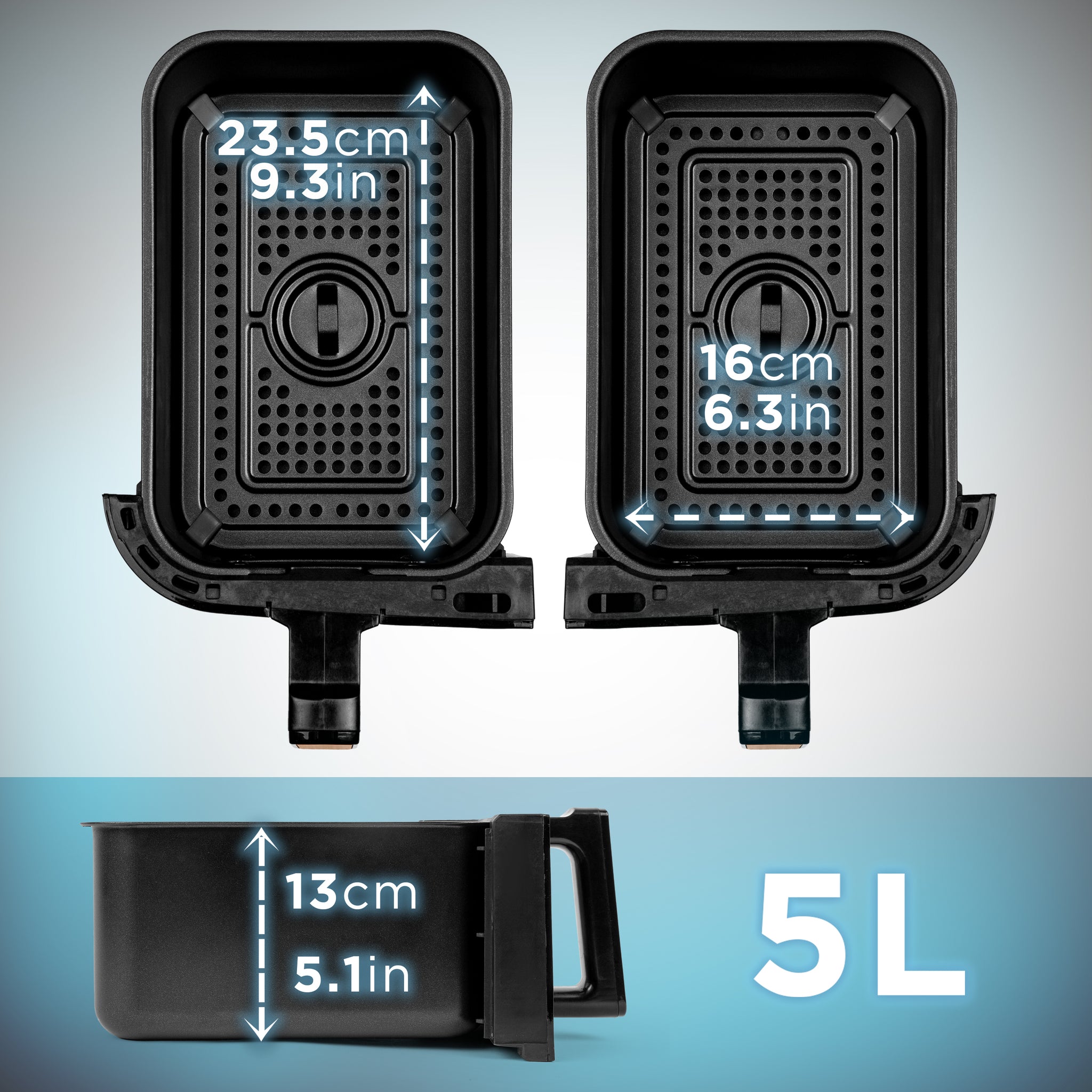 (DUAL DRAWERS ONLY) Duronic Twin Drawers AFD2 BG, 2024 VERSION ONWARDS, 2 x 5L Drawers Specifically for the AF24 Air Fryer, Two Cooking Trays with Sync Cook and Finish for Dual Zone Air Fryer Black Gold