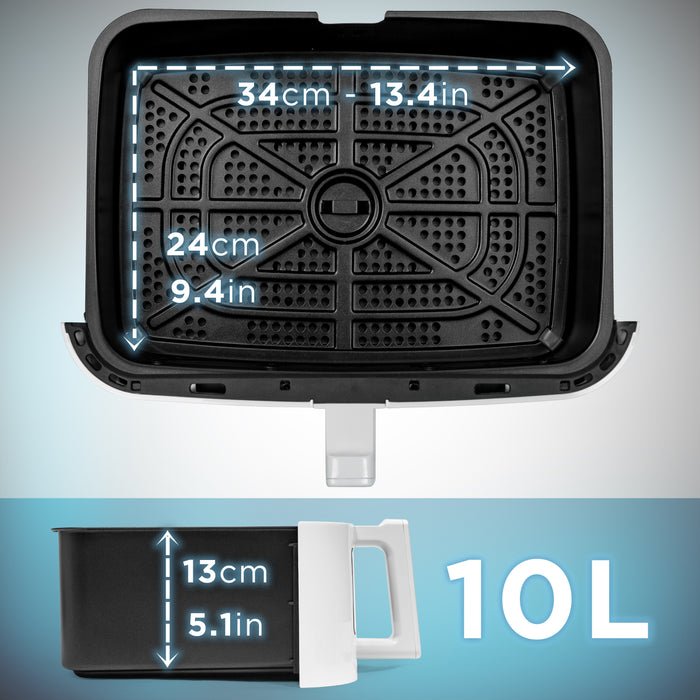 (LARGE DRAWER ONLY) Duronic Large Drawer AFD1 WE 2024 VERSION ONWARDS, 10L Drawer Specifically for the Duronic AF24 Air Fryer, One Big Sync Cook Cooking Tray for Dual Zone Air Fryer White