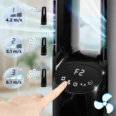 Duronic FN72 BK Tower Fan with Remote Control, 60W Bladeless Cooling Fan, 3 Speed Settings, 70° Oscillation, 12H Timer for Home Office, Bedroom & Kitchen