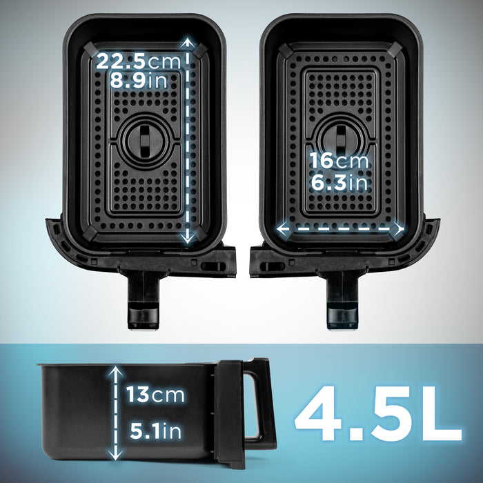 Duronic Twin Drawers AFD2 BK OLD, BOUGHT BEFORE 2024, 2 x 4.5L DRAWERS ONLY for the AF24 Air Fryer, Two Cooking Baskets with Sync Cook and Finish for Dual Zone Air Fryer, Black