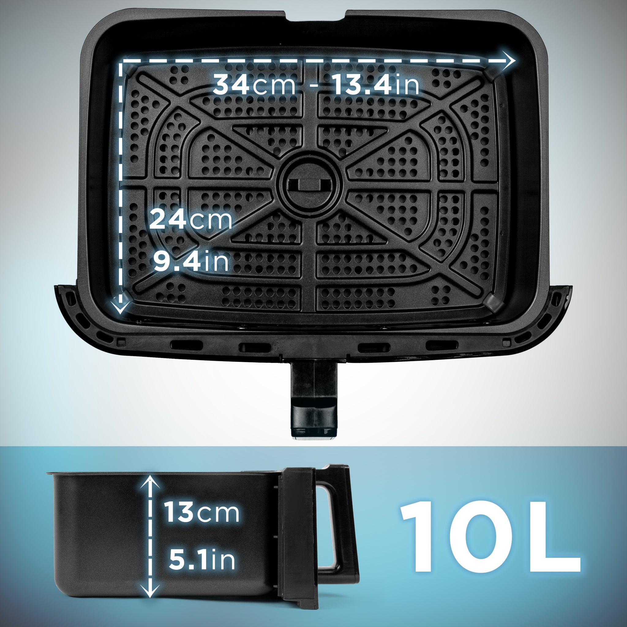 (LARGE DRAWER ONLY) Duronic Large Drawer AFD1 BG 2024 VERSION ONWARDS, 10L Drawer Specifically for The Duronic AF24 Air Fryer, One Big Sync Cook Cooking Tray for Dual Zone Air Fryer Black Gold