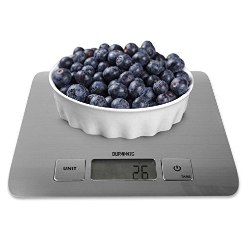 Duronic Kitchen Scales KS1009 | Silver Design with Glass Platform | 10kg Capacity | LCD Backlit Display | Add & Weigh Tare | 1g Precision | Measure Ingredients for Cooking & Baking