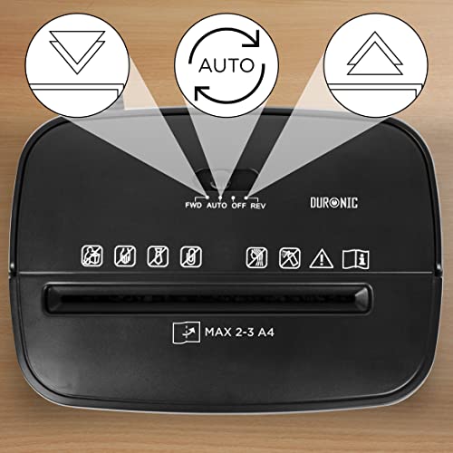 Duronic Cross Cut Paper Shredder PS285 Mini Personal Data Shredders, 3 Sheet Home Office Shredding Machine for Private Documents, Privacy & Security