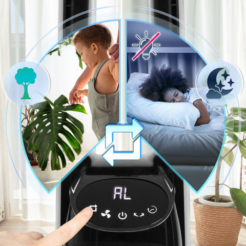 Duronic FN72 BK Tower Fan with Remote Control, 60W Bladeless Cooling Fan, 3 Speed Settings, 70° Oscillation, 12H Timer for Home Office, Bedroom & Kitchen