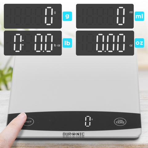 Duronic Digital Kitchen Scales KS1009 Electronic Kitchen Scale Weighing Measuring Baking Scale for Office School Cooking Baking Postal Pet Food Measurement Baker Weight Scale, with Tare LCD Display