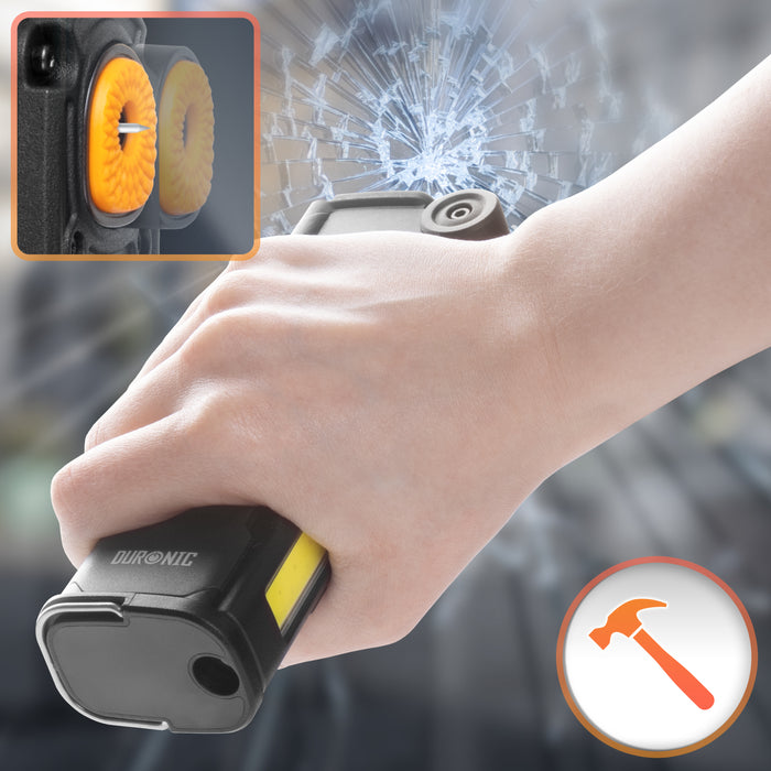 Duronic CT51 Emergency Car Tool, Multifunctional Seatbelt Cutter with Pin Hammer, Car Escape Tool with Window Breaker, SOS Alarm and Magnetic Flashlight with USB-C Charging for Cars, Vans & Truck