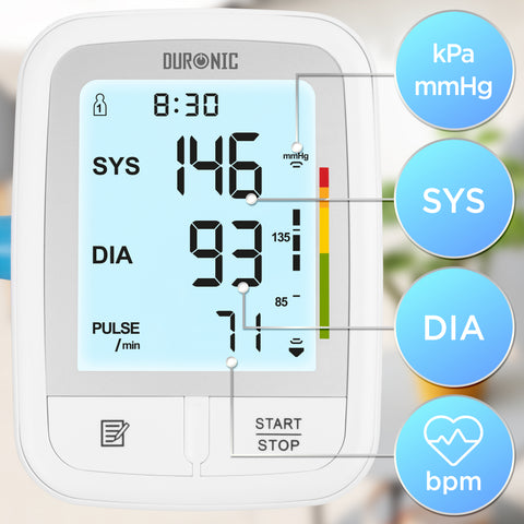 Duronic Blood Pressure Monitors BPM95 CE Approved Blood Pressure Machine Automatic BP Machine Certified Medical Device with 2 x 99 Records Upper Arm BP Monitor Cuff 22cm-32cm for Home Use