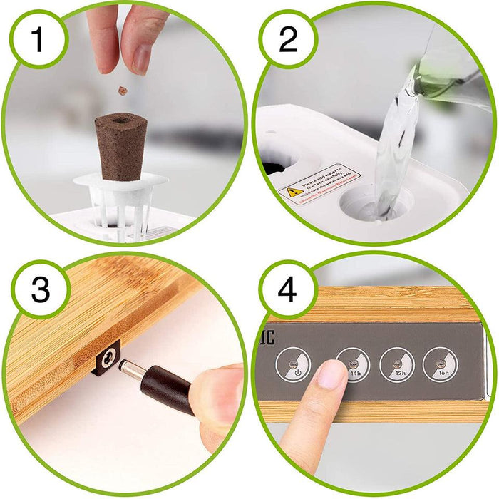 Duronic Hydroponic Growing System GHS48 | Indoor Garden Box with Grow Lamp for 8 Plants or Herbs | 100x LED Spectrum Bulbs: White, Red & Blue| 3 Light/Growth Modes | Smart Germination Kit | 30W