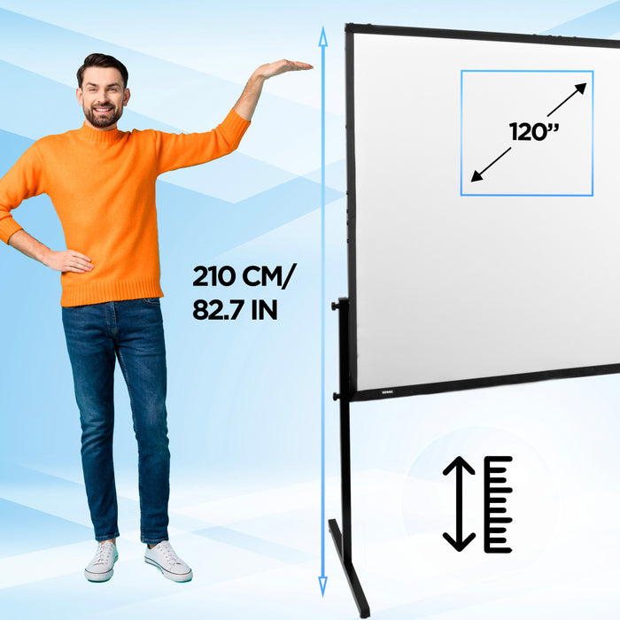 Duronic Projector Screen SFPS120 BUNDLE 120” Projection Screens with Accessories Kit 16:9 Mountable Projector Screen with Tripod Hook Screw Portable Movie Screens for Home Cinema Business Presentation