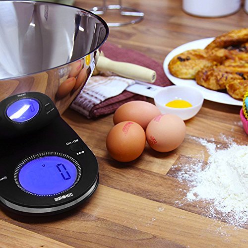 Duronic Digital Kitchen Scale KS5000 Kitchen Scales with Bowl, Weighing Scale, Baking Scale for Cooking, Baking, Pet Food, Postal, Food Scale, Weight Scale, Electronic Scale with Backlit LCD Display