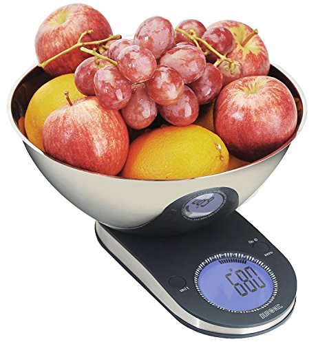 Duronic Digital Kitchen Scale KS5000 Kitchen Scales with Bowl, Weighing Scale, Baking Scale for Cooking, Baking, Pet Food, Postal, Food Scale, Weight Scale, Electronic Scale with Backlit LCD Display