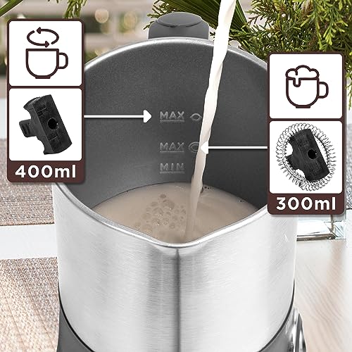 Duronic Milk Frother Electric MF300, Coffee Milk Frothers Steamer, Automatic Hot and Cold Foam Maker Hot Chocolate Machine with Milk Heater and Warmer for Cappuccino, Lattes, Coffees and Matcha